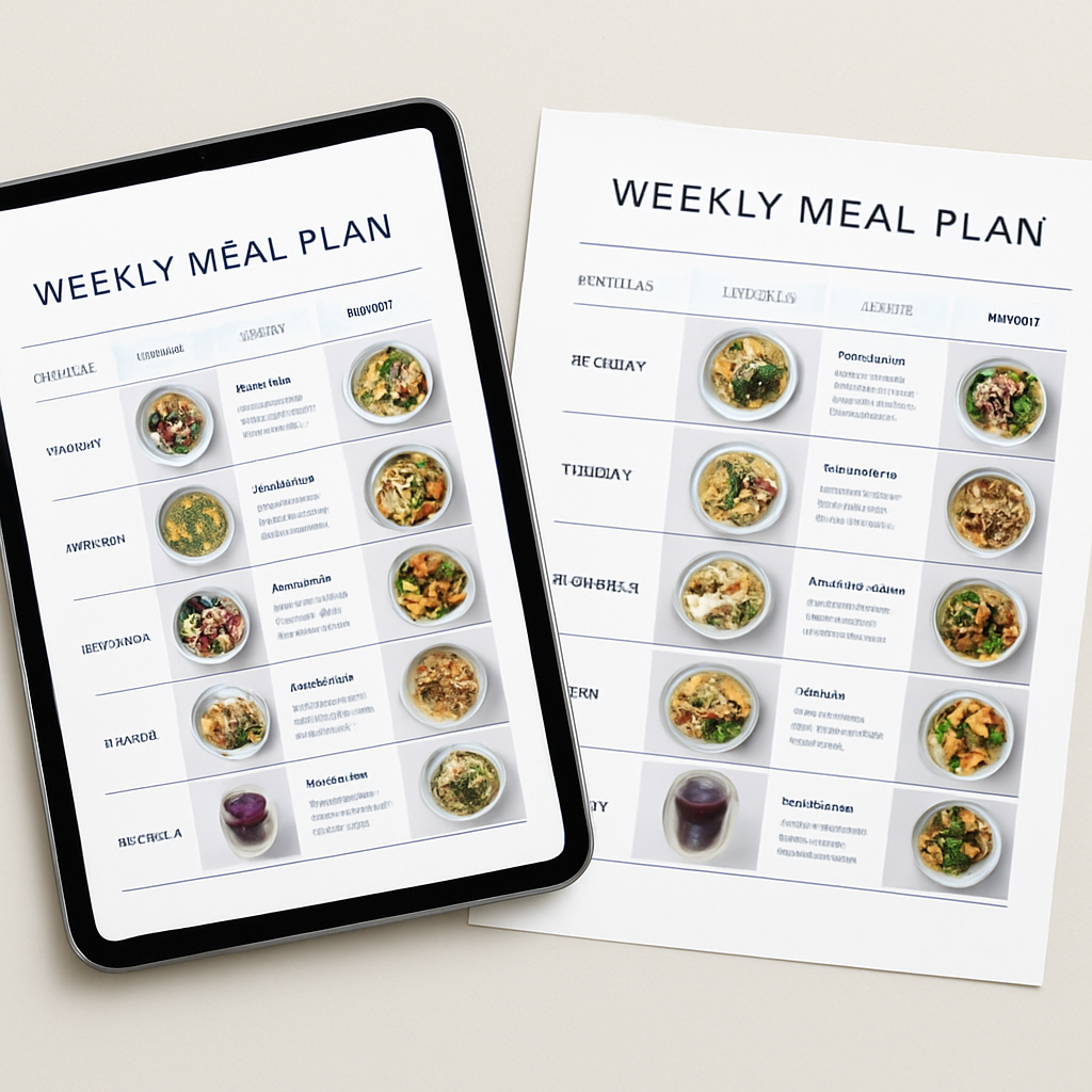 Preview of the weekly meal plan layout